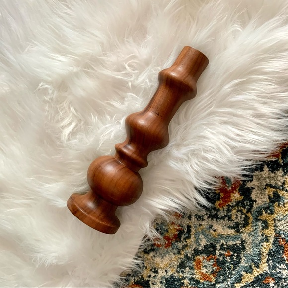 Vintage Wooden Mid Century Round Tall Vase